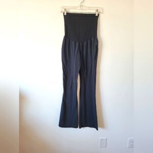 Two Hearts Maternity Yoga Pants Flare Leg Black Full Panel Loungewear Small